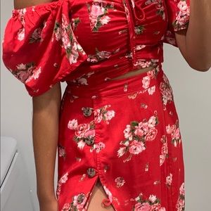 2 set floral skirt and blouse